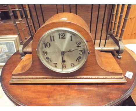 Napoleon style Westminster chiming mantel clock in walnut case 