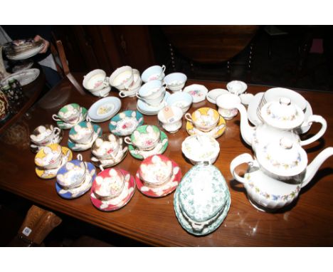 Various floral decorated cups and saucers, assorted teaware, coffee pots etc. 