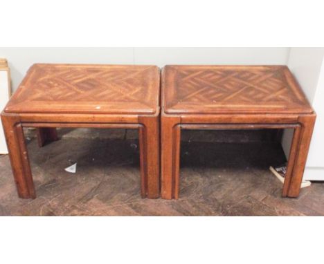 Pair of oak finished coffee or lamp tables 