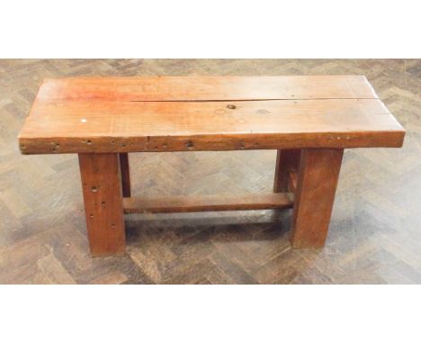 4'3 heavy oak plank topped bench 