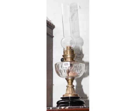 Victorian brass and glass oil lamp 