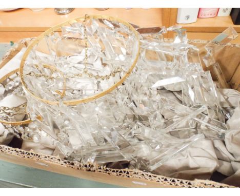 2 glass lustre hanging light fittings 