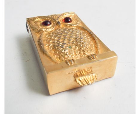 Sterling silver and gold plated owl vesta case