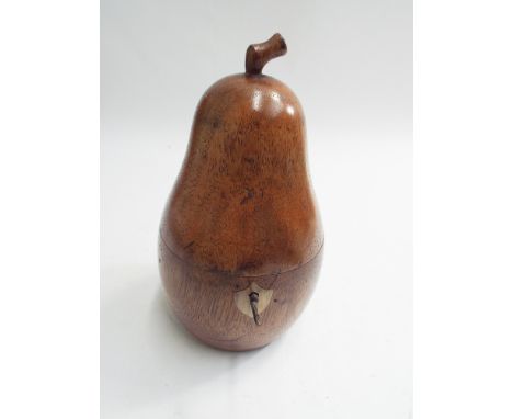 Georgian style fruitwood tea caddy modelled as a pear. 19 cms high