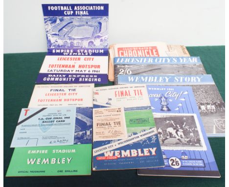 2 FA cup final programmes, FA cup ticket and other memorabilia including programmes for 1949 and 1961 cup final with song she