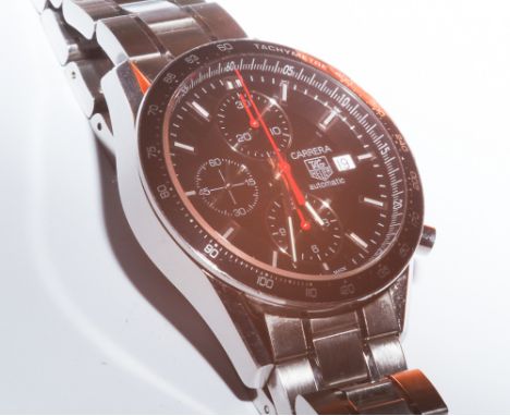 TAG Heuer Carrera automatic chronometer gentleman's watch with a  stainless steel bracelet, baton hour markers and hands and 