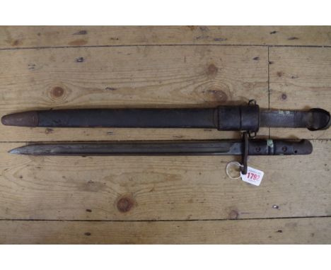 A US 1917 pattern bayonet and scabbard. 