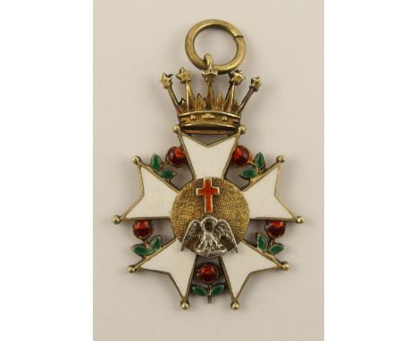 A Masonic silver gilt medallion  the symbolism of the pelican and rosy cross are associated with the 18th degree Prince of Kn