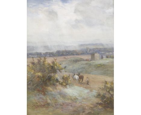 JAMES KINNEAR (Scottish Fl.1870-1917) SPRING ON BRAIDS LOOKING TO LIBERTON TOWER Watercolour, signed, 49.5 x 37cm (19 1/2 x 1