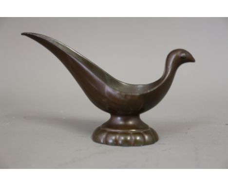 An early 20th century Danish bronzed pipe rest formed as a bird by Just Andersen 4 1/4" long x 2 3/4" high
