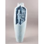 A modern Egyptian mania sculptural vase with Abu Simbel figure, 17 1/4" high