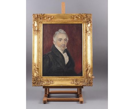 English School: a 19th century watercolour portrait of a gentleman, 162 x 12 1/4", in gilt strip frame 