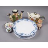 A Tony Wood Staffordshire figure, 5 1/2" high, a Royal Doulton "Under the Greenwood Tree" teapot and