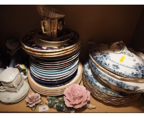 Six Royal Worcester "Regency Ware" pattern soup bowls, a quantity of Limoges collectors plates, an Imari pattern cup and sauc