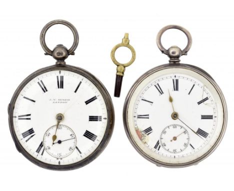 A SILVER LEVER WATCH, J W BENSON... WATCHMAKER BY WARRANT TO THE QUEEN No 37837  with enamel dial, 5cm diam, case maker J W B