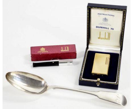AN ALFRED  DUNHILL  GOLD PLATED CIGARETTE LIGHTER, C1968 6cm h, maker's case with instructions, a boxed Alfred Dunhill cigare