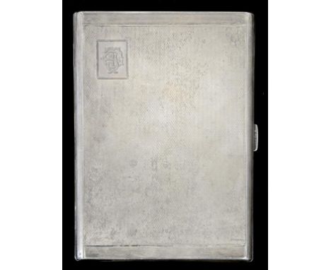 A GEORGE VI SILVER CIGARETTE CASE  engine turned, 12.5cm w, maker TWL, London 1937, 5ozs 5dwts ++In fine condition
