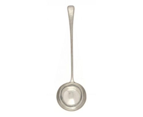 A SHEFFIELD PLATE BEADED EDGE SOUP LADLE, C1780 with shell heel, 36.5cm l Illustrated: Crosskey, p234 (top, second from right