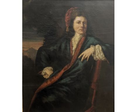 Continental school, late 17th century, a half length portrait of a seated gentleman, oil on canvas, indistinctly signed and d