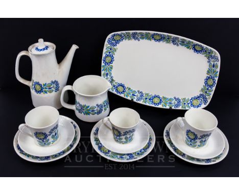 A vintage 1970s Figgjo Flint Norwegian part tea & coffee service, Tor Viking pattern, including sandwich plate, tea and coffe
