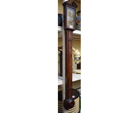 A George III mahogany and line inlaid stick barometer,&nbsp;the brass dial inscribed 'D Poncia, Fecit'. 