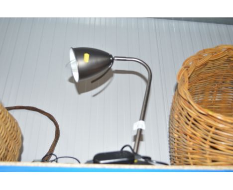 A metal desk lamp