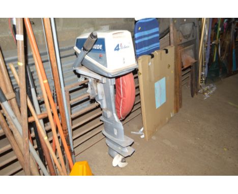 A Evinrude outboard motor and life ring