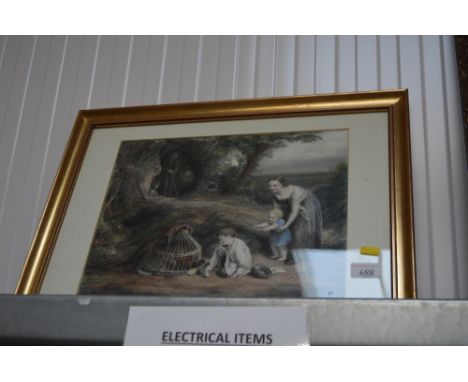 A coloured print after J Linnell entitled "The Young Brood"