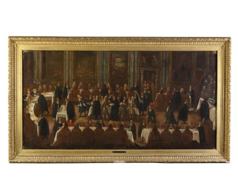 VENETIAN SCHOOL (c.1700)The Doge's banquet in the new banqueting hall by the Channel of San Marco with an attendance of counc