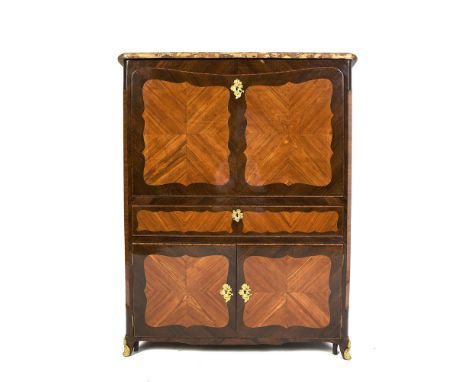 A FRENCH 18TH CENTURY LOUIS QUINZE ORMOLU MOUNTED TULIPWOOD, KINGWOOD AND SATINE PARQUETRY SECRÉTAIRE ABATTANT BY CHARLES CHE