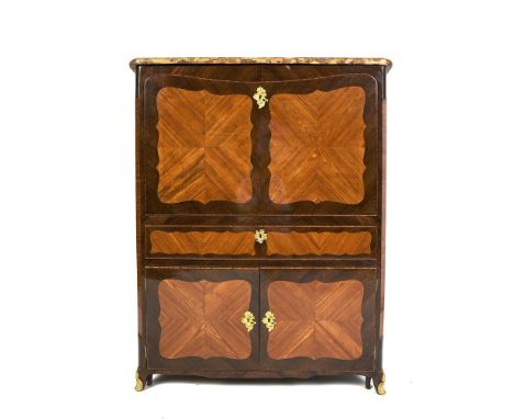 A FRENCH 18TH CENTURY LOUIS QUINZE ORMOLU MOUNTED TULIPWOOD, KINGWOOD AND SATINE PARQUETRY SECRÉTAIRE ABATTANT BY CHARLES CHE