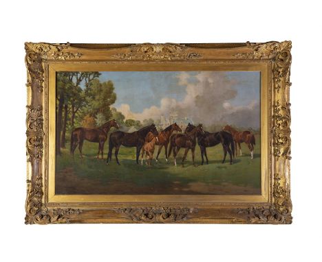 NASSAU BLAIR BROWNE RHA (1867-1940)Richard 'Boss' Croker's Racehorses at Glencairn, Dublin - 'Orby', 'Rhoda B', 'Clonbern', '
