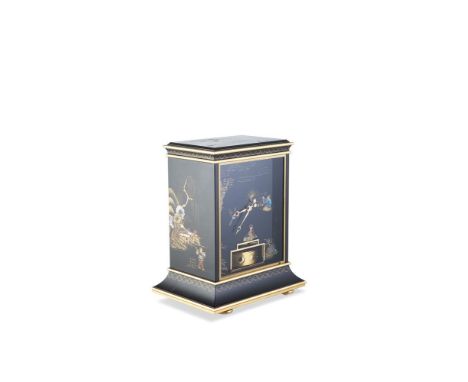 A JAEGER LE COULTRE 'ATMOS' MANTLE CLOCK, the case decorated in the chinoiserie taste and raised on spreading base and flat g