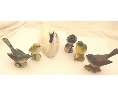 BESWICK BIRD FIGURES. Six Beswick bird figures including Trumpeter Swan