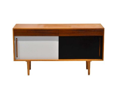 Robin Day for Hille, a 'Hilleplan' unit B sideboard, designed 1953, walnut cased cabinet with two short drawers above two sli
