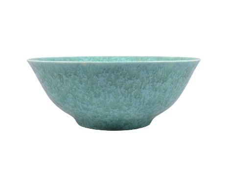 Pilkington Royal Lancastrian Lapis Ware pottery bowl, green, impressed marks and number 2614, 24.5cm.