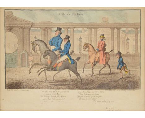 James Gillray, The Morning Ride, hand coloured etching on wove paper, published by H Humphrey 1804, impression 32x49cm.