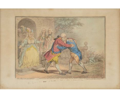 James Gillray, The Reconciliation, hand coloured etching on wove paper, watermark 1801, published by H Humphrey 1804, impress