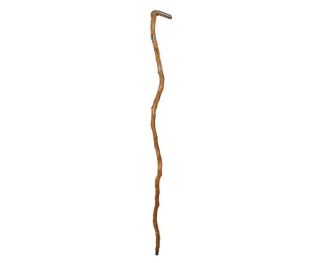 Crimean war interest; Walking stick, uneven stick with white metal ferrule engraved "Crimea 1856", white metal grip, 88cm.