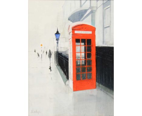 Janet Ledger, Dilapidated phone box, signed, oil on board, 19x14cm.Provenance:Purchased from Edwin Pollard Gallery, Wimbledon