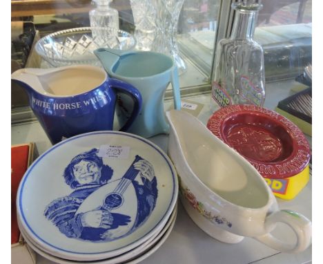 Two Wade ceramic waterjugs, Johhny Walker and White Horse whisky, together with a Ricard waterjug and ashtray, one other and 