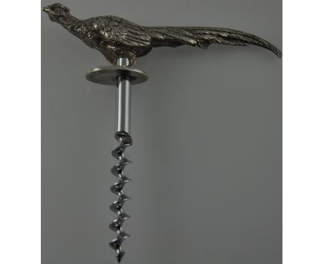 A solid silver pheasant corkscrew hallmarked Birmingham 1968