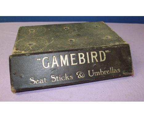 Wooden advertisement stick stand for Game Bird shotgun cartridges approx 13" x 13" 