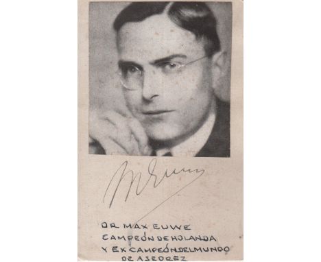 CHESS: A good, small selection of signed cards by various Chess players, each with magazine portraits affixed above the signa
