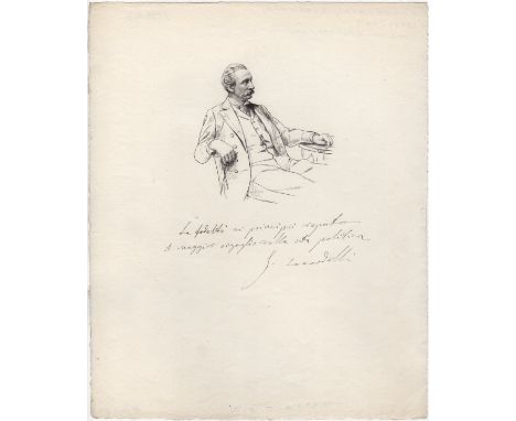 ZANARDELLI GIUSEPPE: (1826-1903) Italian Politician, Prime Minister of Italy 1901-03. An original pen and ink drawing by the 