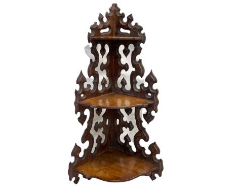 19th Century open carved corner shelf unitHeight 78 cms