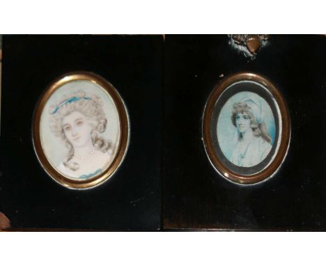 ENGLISH SCHOOL (19TH CENTURY) PORTRAIT OF A LADYportrait miniaturetogether with one further portrait miniature5 x 4cmsQty: 2