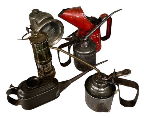 Thelson Oils jug together with other oil cans, carriage lamp etcQty: 6