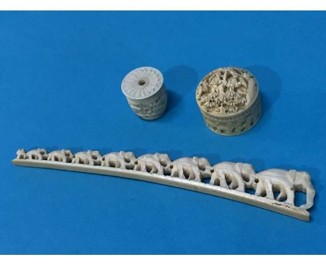 An Ivory elephant bridge etc.