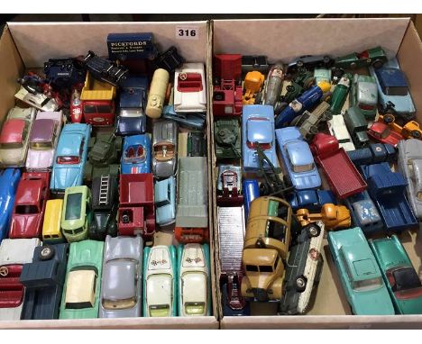 2 Trays of assorted die cast toys to include Dinky, Lone Star, Corgi etc.